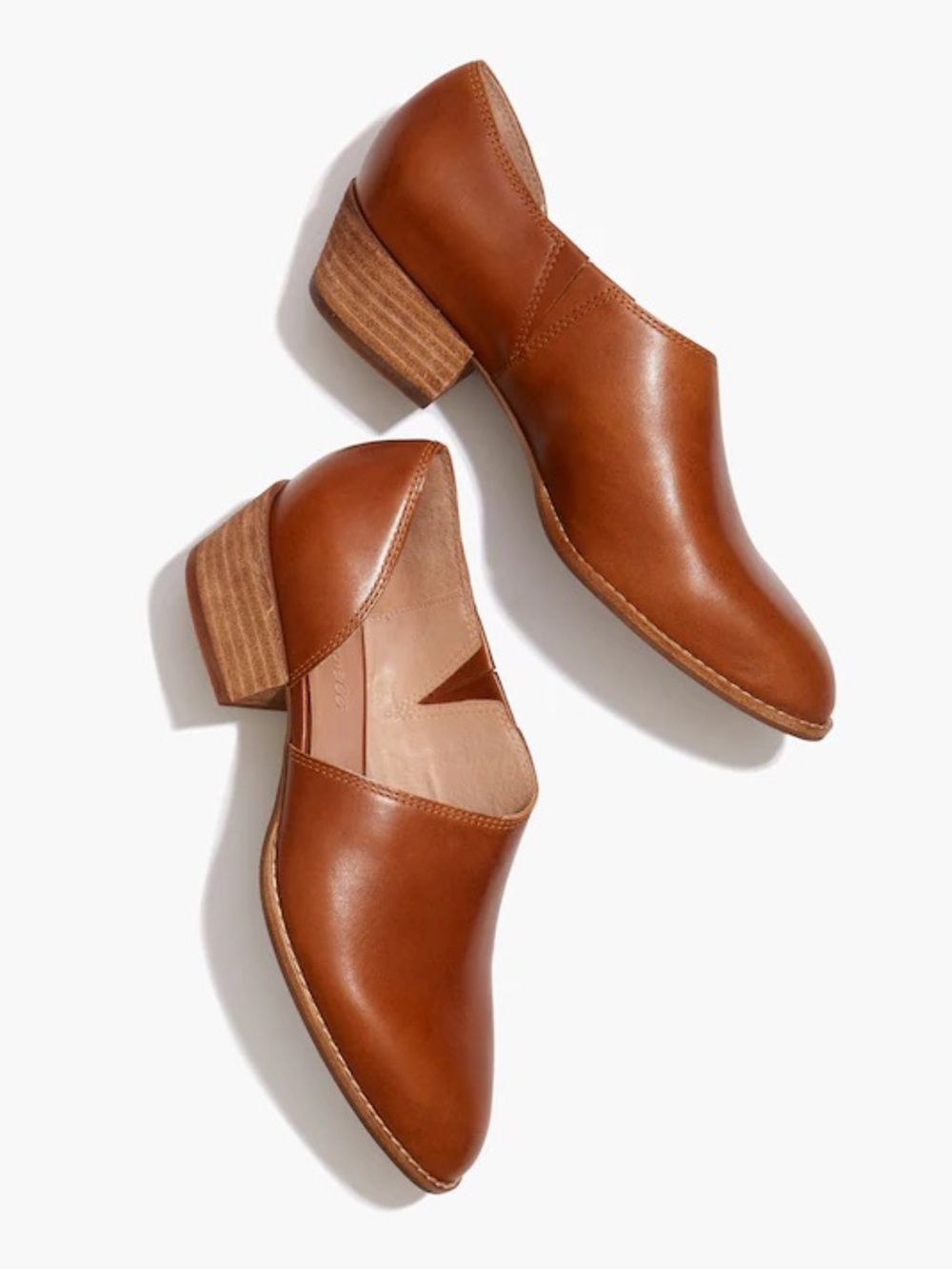 Madewell Cognac Brown Leather Low Block Heel Mules Size 7